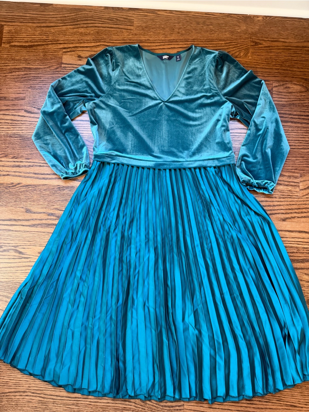 Lands' End Velvet and Satin Duet Midi Dress XL